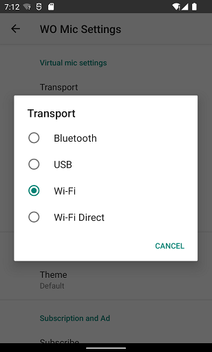 Select Wi-Fi transport